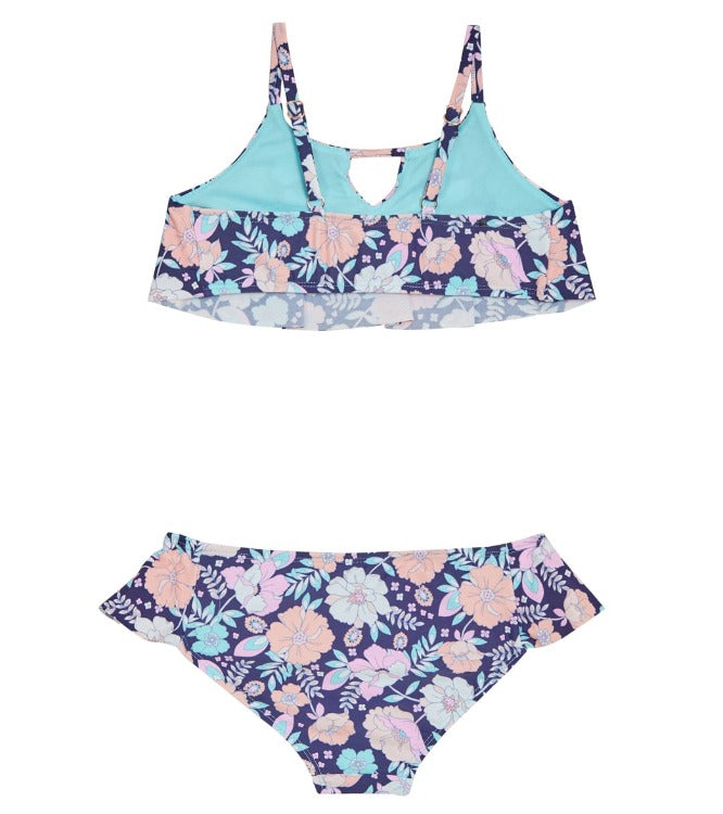 Hit the beach in style with the Raisins Girls Cayucos Bikini Set! This funky two-piece has adjustable straps and removable cups for a comfy fit, and its basic black and floral print colors will have your mini-me looking totally beach-chic. Now you two can be the coolest couple watching the waves together, aka the ultimate surfer girl dream team! Let's hit the beach!    J740013 / J740713