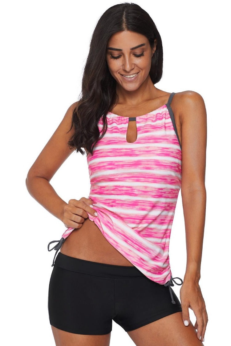 Boy Shorts Striped Tankini Set