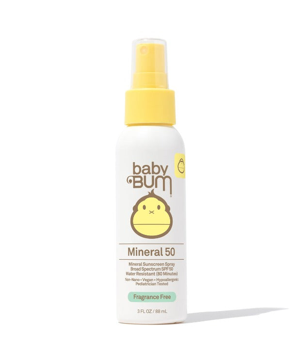Sun Bum fragrance free Baby mineral SPF 50  Style:35-52050  Our 100% mineral based sunscreen gives broad spectrum protection with a lightweight, non-greasy formula that's easy to blend in easy to your little one's skin.  As we launch our new Baby Bum packaging, we'll continue to ship out our OG look too—but don’t worry, you’re still getting the same goodness on the inside, just might show up in a different outfit.