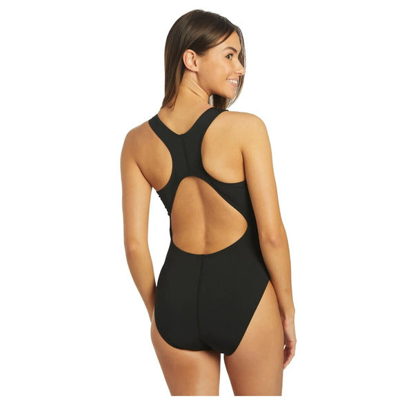  Suit up with the Women's Max Back One Piece and make waves with its subtle yet stylish design. This functional swimsuit is perfect for training and competition in the pool, featuring a standard leg line and no soft cups or shelf bra for better ease of movement. Unleash your inner athlete with confident style and a splash of color!