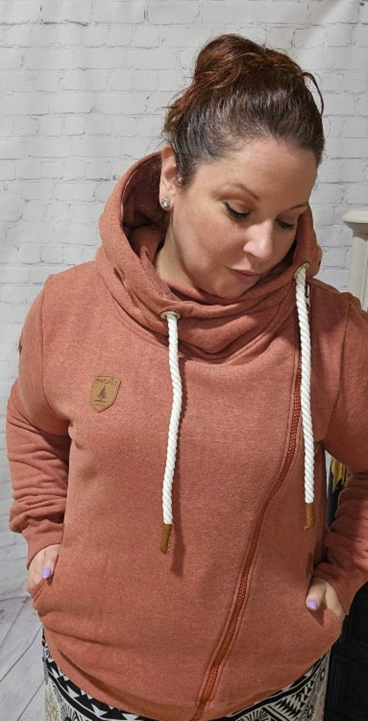 Fan favorite! The Wanakome Athena is everyone's go to hoodie with a stylish asymmetrical zipper, large cozy pockets, comfy cowl neck hood and in several neutral and bright shades and colors to choose from. This zip hoodie runs true to size and is great for long torso ladies and the sleeves reach your wrists! Winner!    799