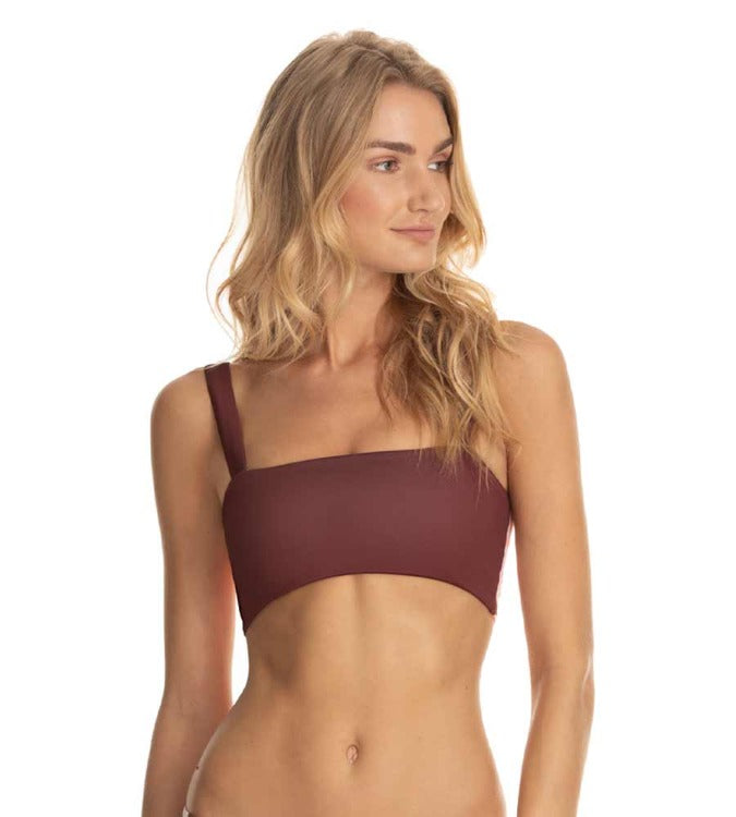 Suit up and switch it up with our Bailey Dazzling Biki! This two-way wear bralette bikini top features removable soft cups with a solid brown bandeau style on one side and a laced up floral print with tie string closure on the other. The classic hipster bottom has a floral print on the front and snake print on the back, giving you four unique looks that you can flip around and inside out. Maajic!