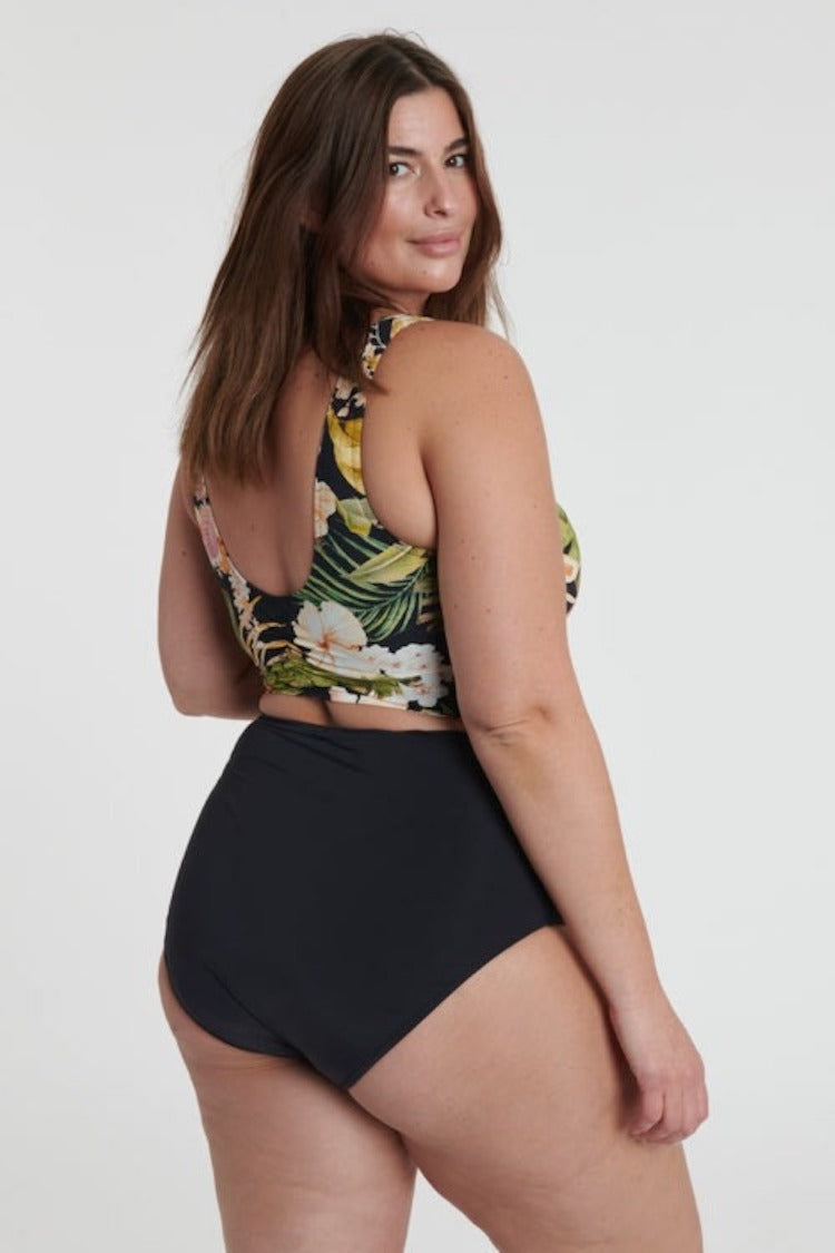 Black Bird Curve Wrap One Piece