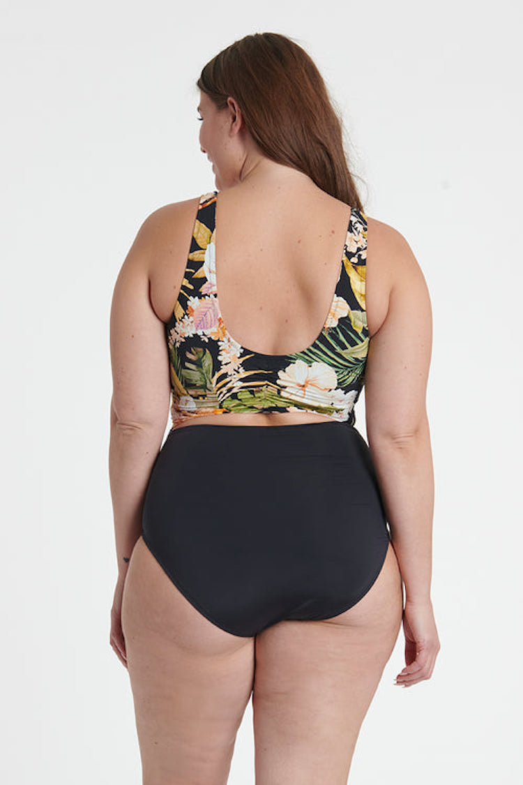 Black Bird Curve Wrap One Piece