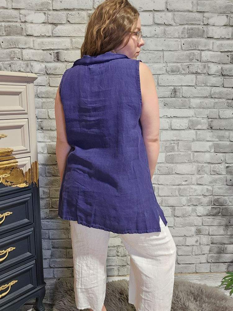 Fenini Style: C45609 Rolled Neck Tank, violet, back view