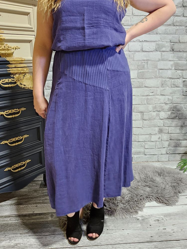 Fenini Style: C45614 Linen Tie Skirt, violet, front view