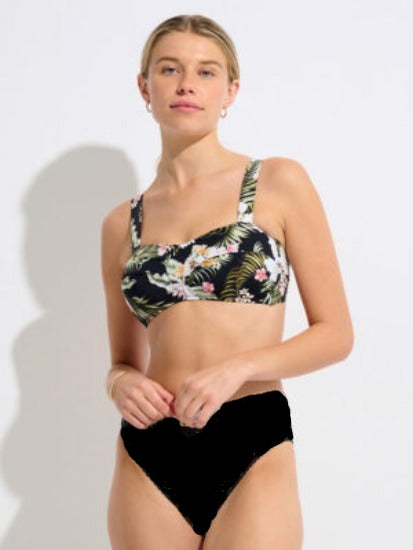 Don't blow your chance with this belle of a top! Its wraparound style adds a gentle hint of luxe. The chunky straps are adjustable and cross in the back for styling options galore. Super-soft high-waisted bottoms make this bikini iconic. Molded cups, wrapped front, wider straps—this one's a keeper!