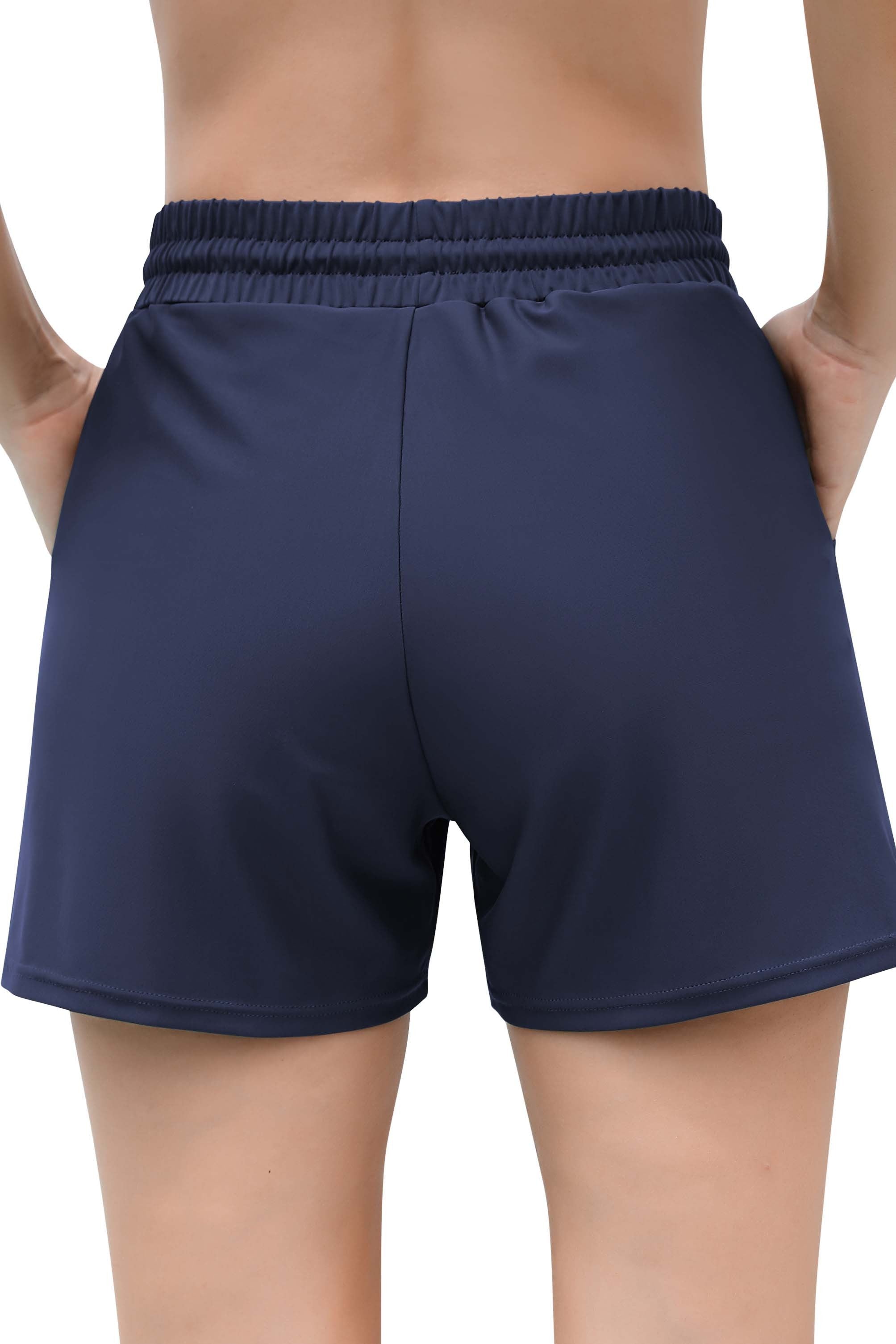 High Waisted Swim Board Shorts with Pockets