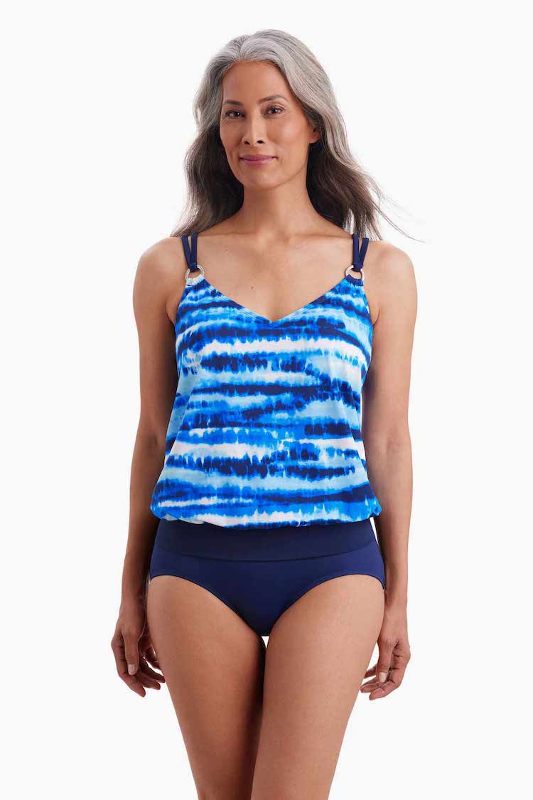 V-Neck Blouson Ring Tankini Top