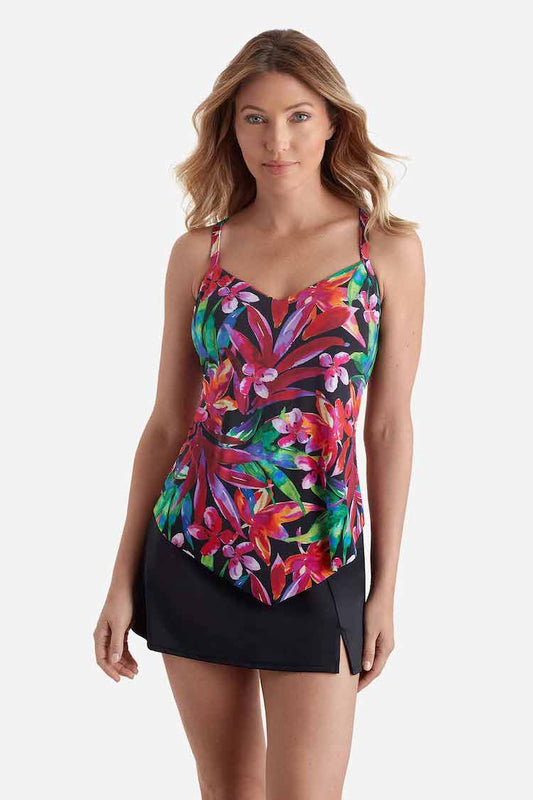 V-Neck Handkerchief Hem Tankini Top