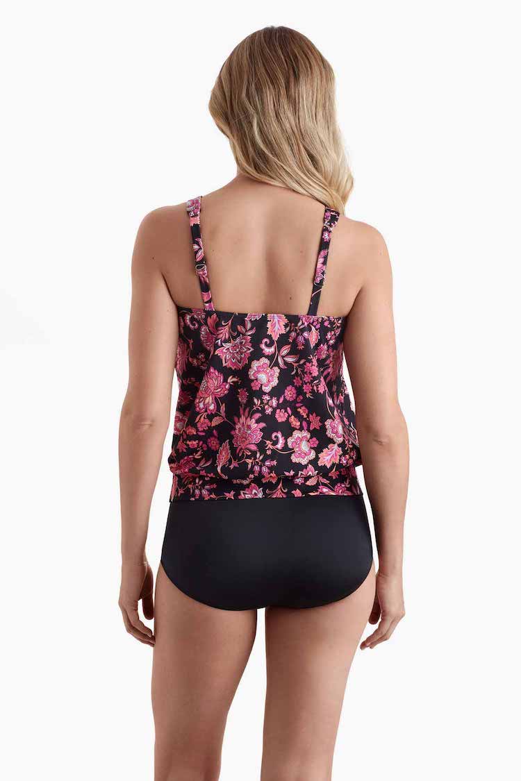 Shirred Neck Blouson Tankini Top