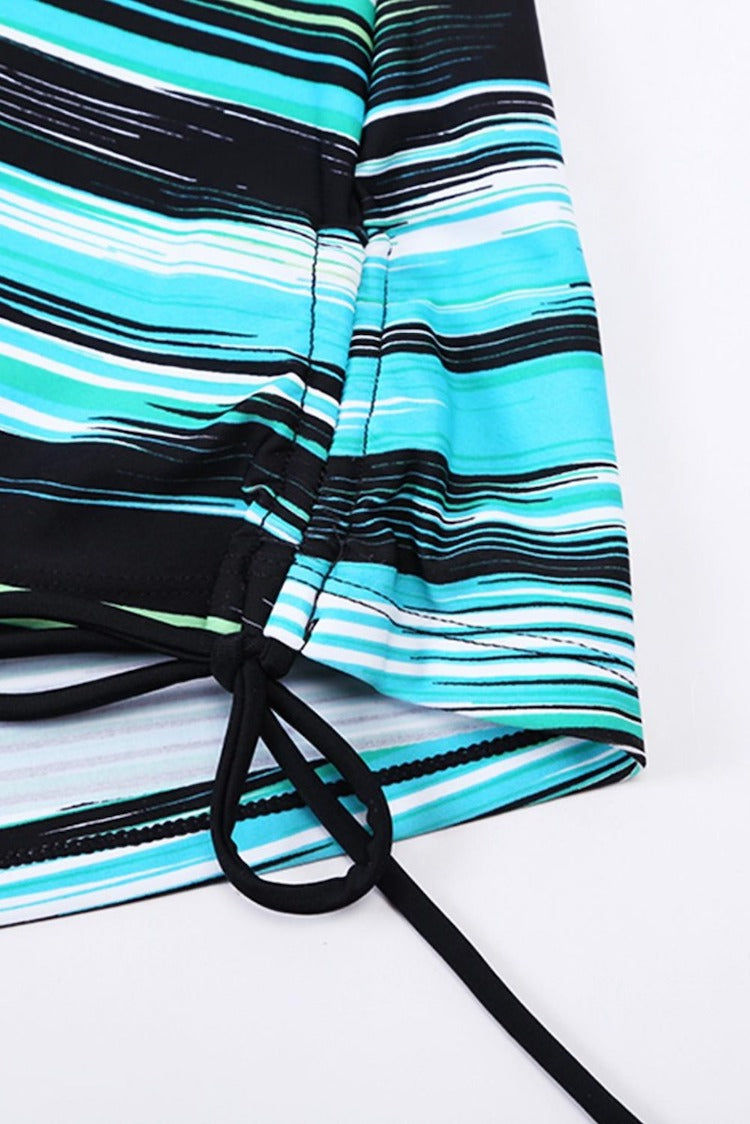 Green Stripe Tankini Top