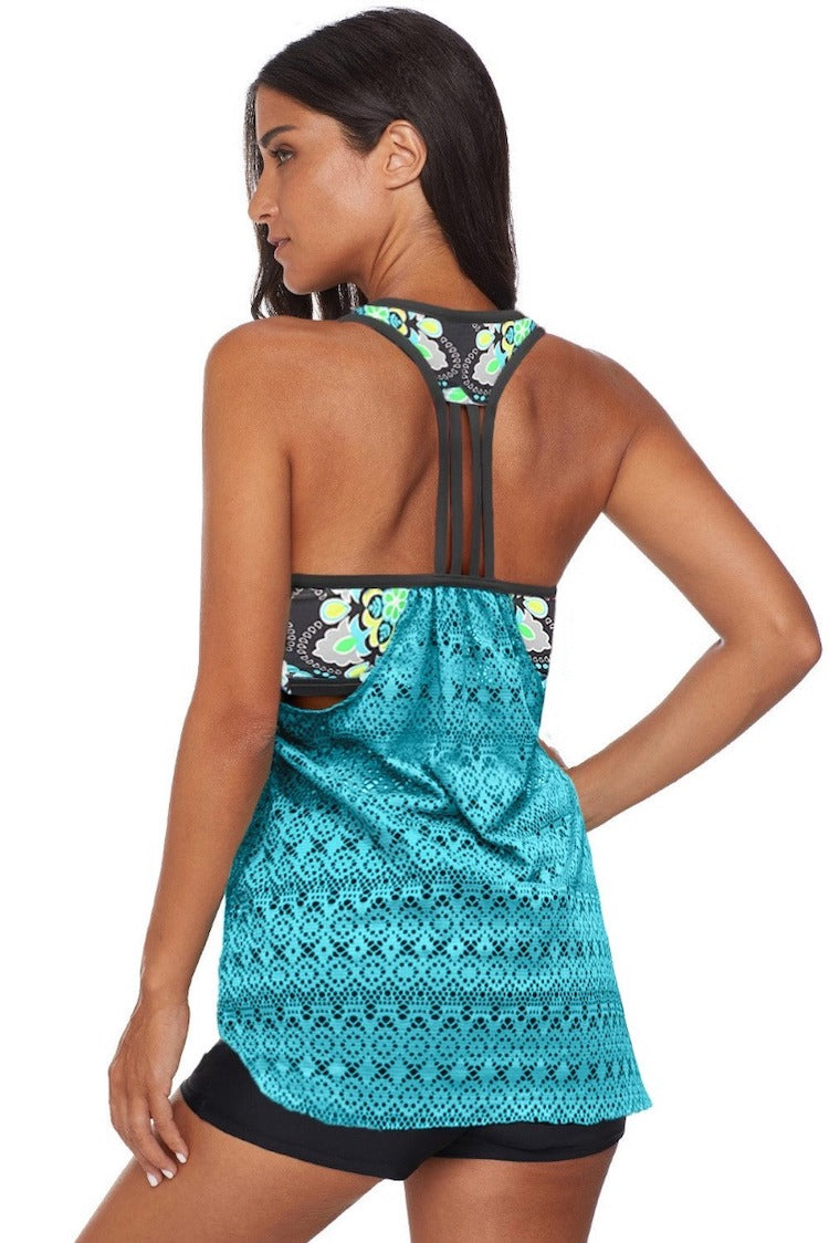 Geometric Lace Tankini Top