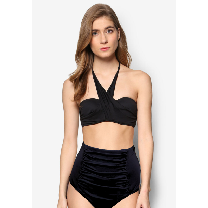 Look no further for the perfect beach set: the Seafolly Wrap Bikini Set has arrived! Featuring a wrap front bandeau top, clasp back, soft non-removable pads, and high waisted bottoms for maximum coverage, this classic black bikini is essential for that mini-vacation or Sunday fun day. Be the envy of everyone by the pool!     30765065/4030406