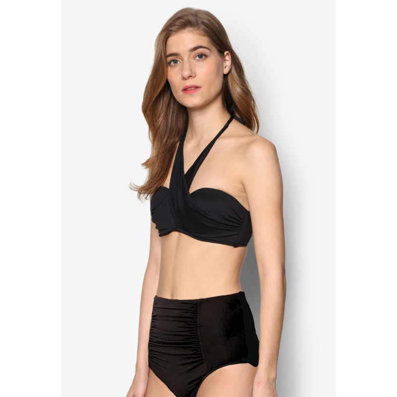 Look no further for the perfect beach set: the Seafolly Wrap Bikini Set has arrived! Featuring a wrap front bandeau top, clasp back, soft non-removable pads, and high waisted bottoms for maximum coverage, this classic black bikini is essential for that mini-vacation or Sunday fun day. Be the envy of everyone by the pool!     30765065/4030406