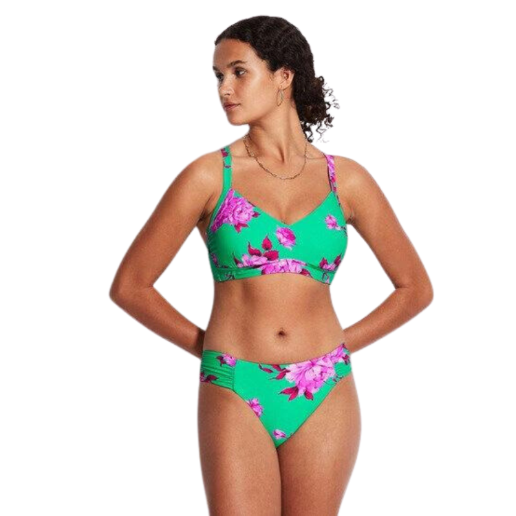 Feel confident and carefree in the Full Bloom DD Cup Bikini! Crafted from regenerated nylon yarn, this swimwear has hidden underwire bust support, adjustable and convertible straps, multi-fit adjustable E-hook, side boning for shape definition, and hidden mesh for support. Looking good and feeling good has never been easier!     31259DD932/40646