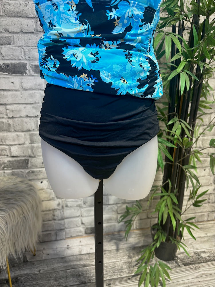 Blue Floral Print Tankini