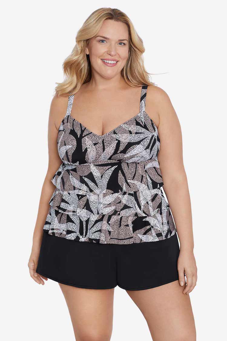 Shape Solver Triple Tier Tankini Top Dot Leaf Me