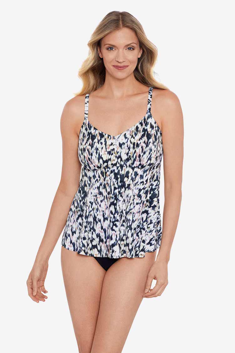 Shape Solver V-Neck Tankini Top Leopard Love