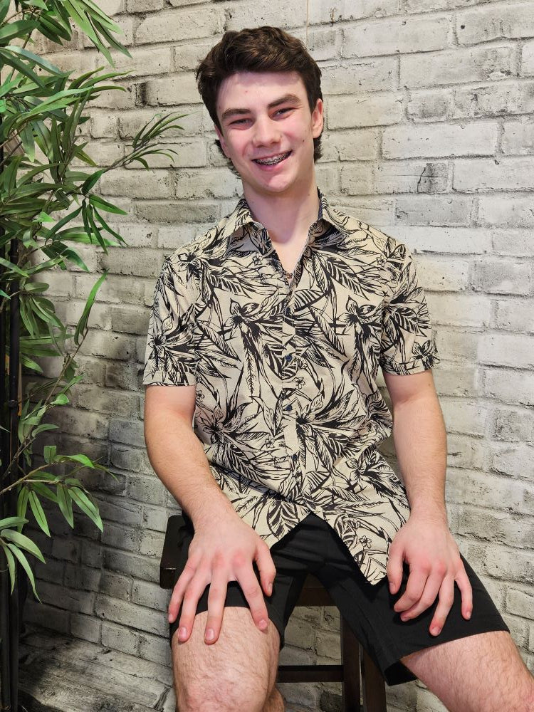 Leaf Print Button Up Top