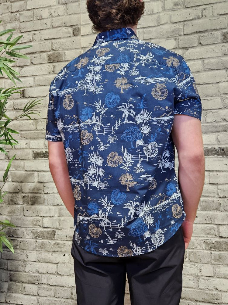 Printed Short Sleeve Button Up