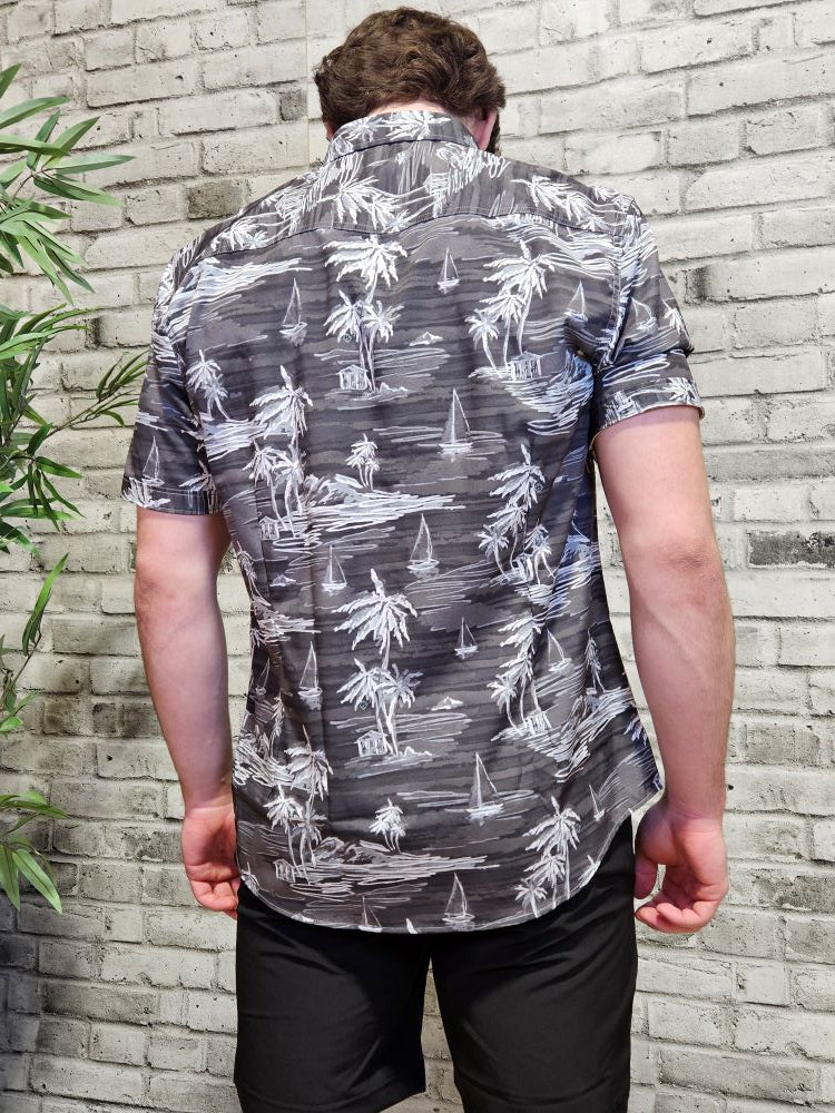 Short Sleeve Printed Button Up