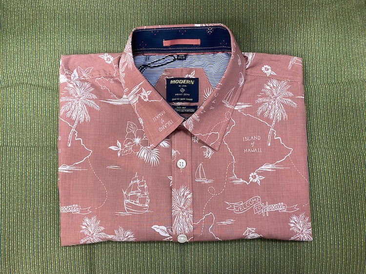 Hawaii Print Short Sleeve Button Up