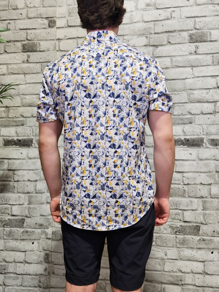 Abstract Print Button Up Short Sleeve