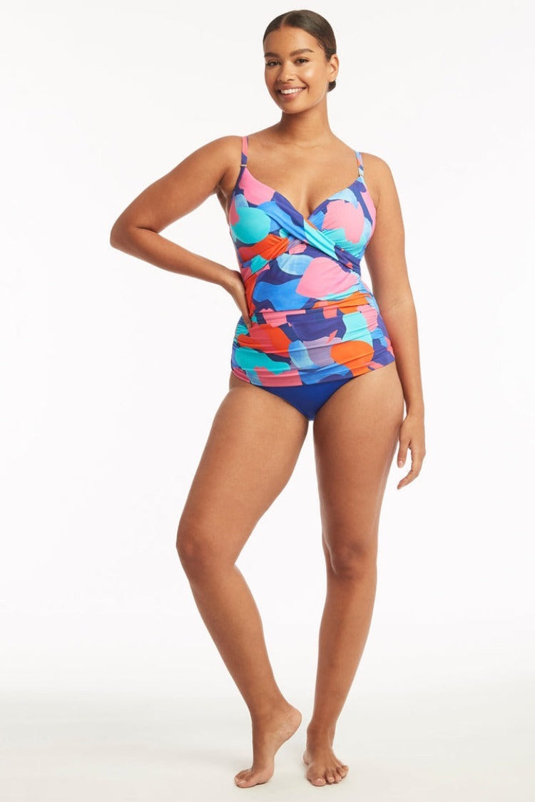 Royal Painted Cross Front Tankini