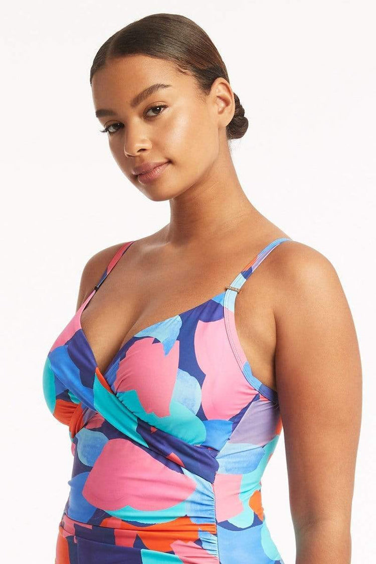 Royal Painted Cross Front Tankini