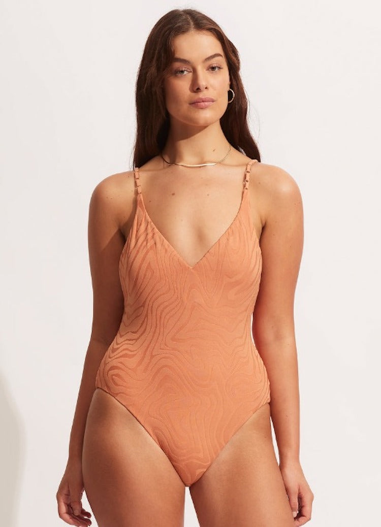 Second Wave V-Neck One Piece