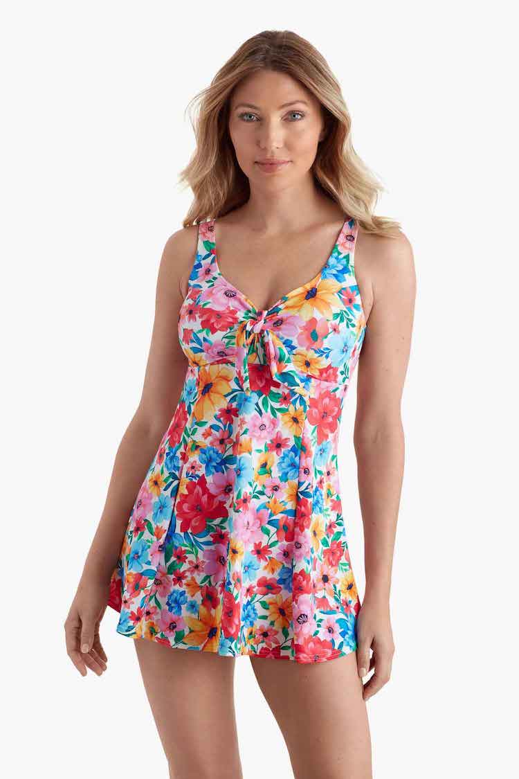 Bow Front Swim Dress Plus