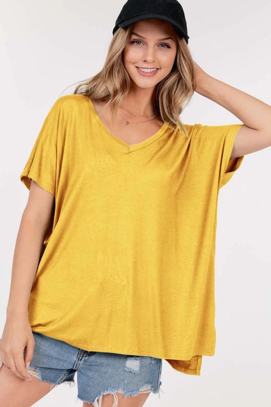 Short Sleeve V Neck Boxy Top