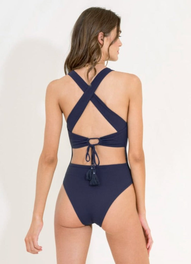 SALE* Mastectomy Swimwear 'Morocco High Neck One Piece' Blue –