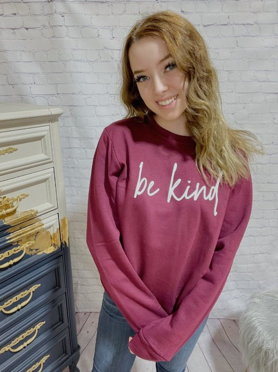 Make a statement—and spread some positivity—in this stylish Be Kind Crewneck Sweater! Screen printed with love here in Alberta, you'll look fab and show off your Canadian pride. Plus, you can feel extra good knowing it's made in North America! Go ahead, make the world a sweeter place. #BeKind!
