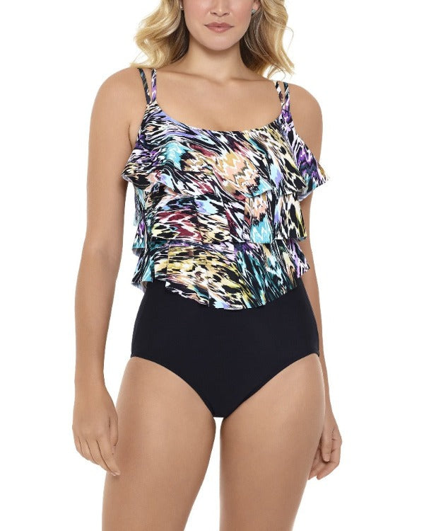 Get ready for the summer with this easy-peasy, triple ruffle one piece! Not only is it the perfect pick for busy moms, it also incorporates tummy control, double adjustable straps, and full seat coverage so you can relax in the hot tub without a care! Best of all, there's no stress after the swim - just toss in the cold water and lay flat to dry - quick and simple!