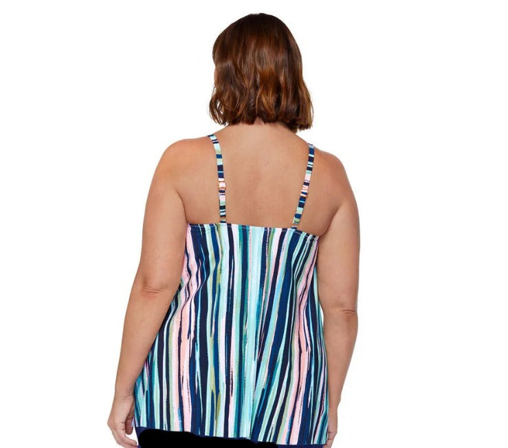     The Leilani® Waterfall Stripe Cape Town Tankini for Ladies is making a splash this summer with its bold, stripes and comfy fabric! Whether you're in or out of the water, this adjustable, underwired bikini top with removable cups will have you looking and feeling your best. Plus, you can just stick it in the washing machine - no hand washing required! Nylon/spandex blend. Ready, set, swim!
