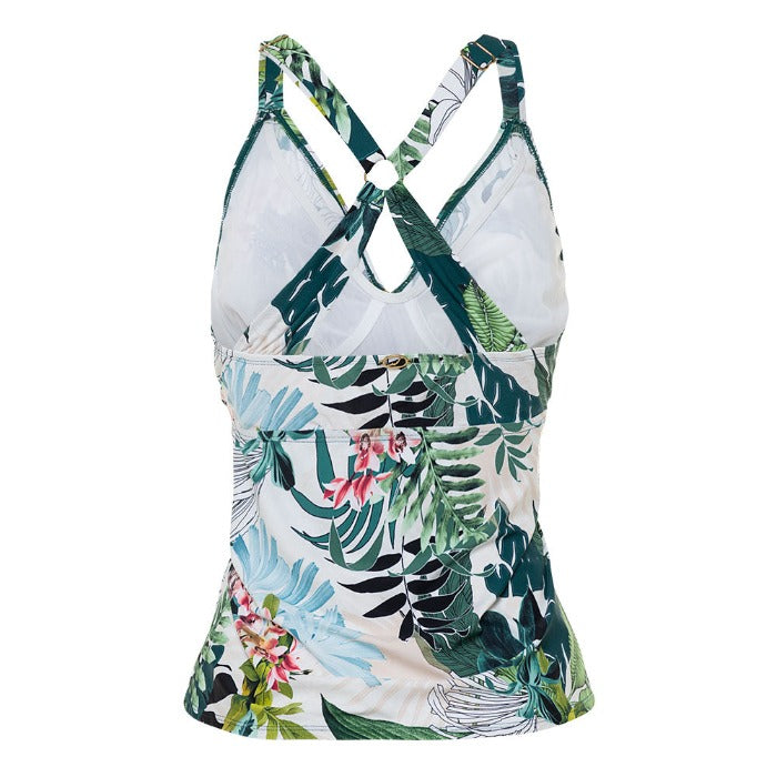 Our dazzling Nature Glow Stella D/DD Tankini Top sports a fetching V-Neck front with underwire and detachable cups for optimal shape. It's a flattering & supportive pick for ladies with multiple bust sizes. Boasting Bra Underwire, adjustable straps & UPF 50 Sun Protection, this stunner's buttery soft fabric will captivate you!
