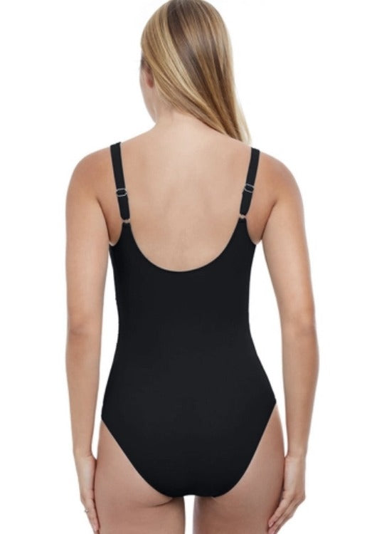 Make a splash in our Twist Front Surplice One Piece! Whether you're taking a dip in the pool or relaxing by the beach, you'll feel sleek, sculpted, and totally supported in our lycra second-skin fabric with sleek ruching, molded soft cups, and tummy control. Trust us, you won't want to miss out on this fashion-meets-function swimsuit—it's sure to become a top favorite in your collection!     ETT2009