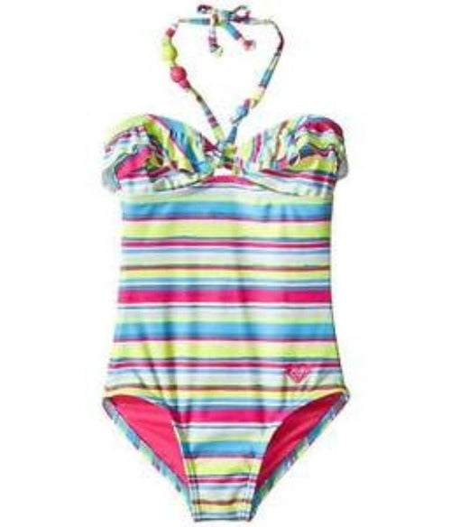 Head to the beach in style with our Island Tiles One Piece! This ultra-cute girls' halter one piece is adorned with ruffles and bead details, giving it serious beach-babe vibes. Its tie-back neckline and beaded strap give it an added touch of sass, while its mixed print keeps it chic. Dive into summer with this fun-filled bathing BFF!    CRS68737
