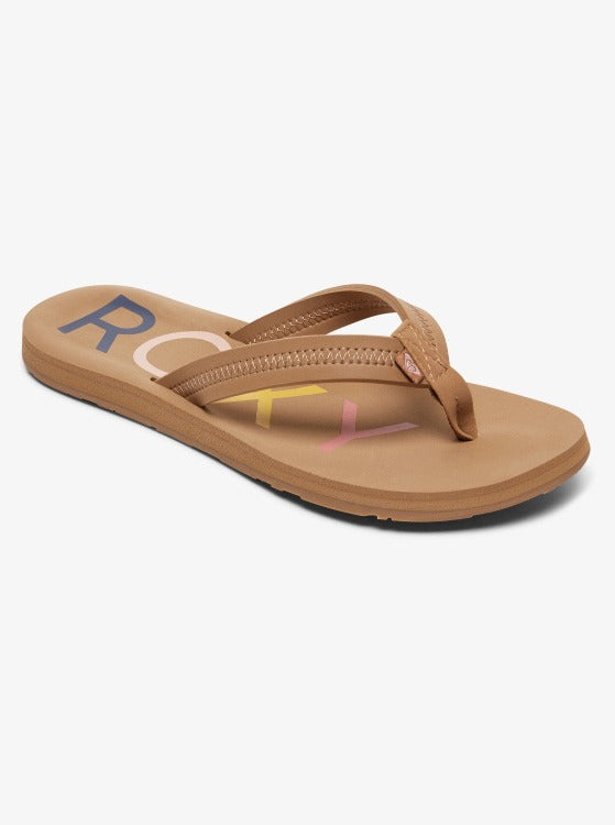 Make a splash in the Roxy Vista III Flip Flops, the perfect choice for days lounging by the pool or walking on the beach. These water-friendly thong straps provide a secure fit while the contoured footbed offers superior comfort for all your summery activities. With its rubber outsole featuring a heritage ROXY print, you'll make sure your style never takes a dive!      ARJL100866