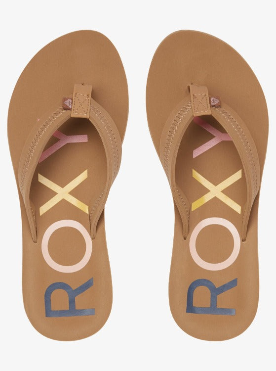 Make a splash in the Roxy Vista III Flip Flops, the perfect choice for days lounging by the pool or walking on the beach. These water-friendly thong straps provide a secure fit while the contoured footbed offers superior comfort for all your summery activities. With its rubber outsole featuring a heritage ROXY print, you'll make sure your style never takes a dive!      ARJL100866