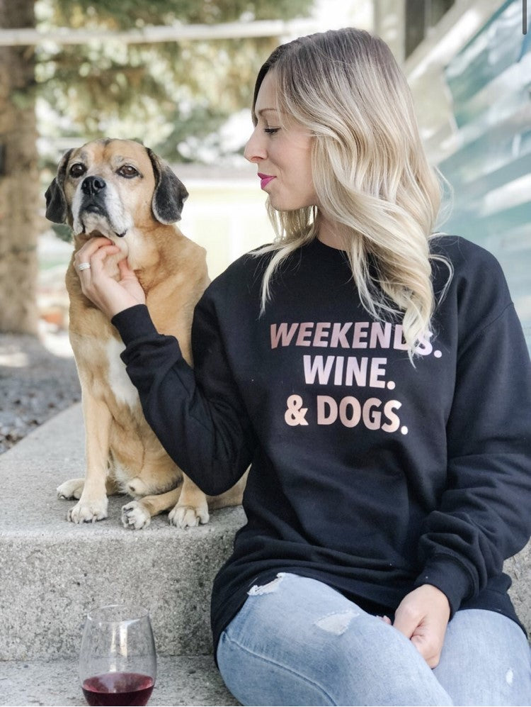 Weekend wine and & Dogs what else could a gal want! Polyester cotton blend keeps you cool in the summers and warm in the winters. Its is a cozy oversized fit so stick to your true size or if you are between sizes, size down.