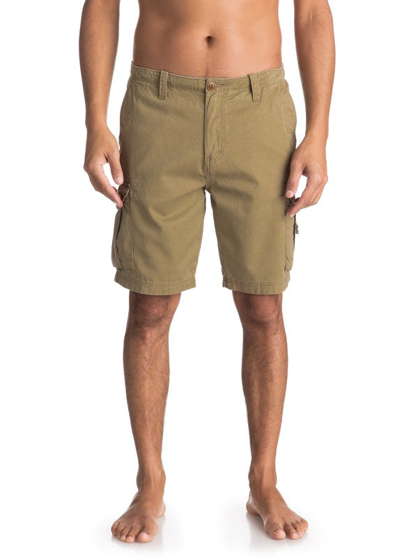 Battle those fashion battles with ease in our Crucial Battle Cargo Shorts! These ultra-durable, cotton peached twill shorts have a fixed waistband and tapered fit ready for anything you throw their way. With a variety of convenient multi-stash pockets, you won't find yourself a fashion casualty! Quiksilver flat label and print for extra style points - no opponent can compete!     EQYWS03456 