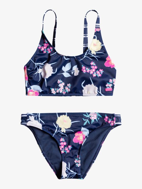 This delightful Flowers Addict Bikini will have you feeling ready to hit the beach! Crafted from sustainable, recycled, and resistant stretch fabric, the sturdy crop top features lovely shirring detail, adjustable straps with strong rings and sliders, and removable padding for the 12-16 age group. Plus, you'll have tropical-inspired colorways to choose from for each day of your staycation!    ERGX203417
