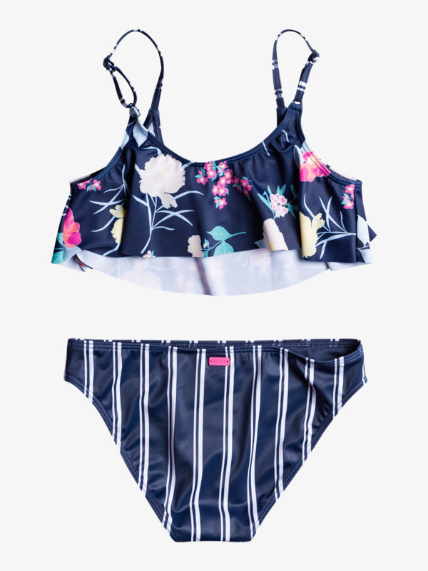 Make a statement poolside in our Flowers Addict Flutter Set! Crafted from recycled stretch fabric with tropical and striped prints, this eye-catching two-piece swimsuit set is perfect for your beach-side hangouts. Plus, the adjustable straps and rings allow you to customize the fit for your wildest looks and most daring dives. Look great and save the environment—what could be better?    ERGX203426