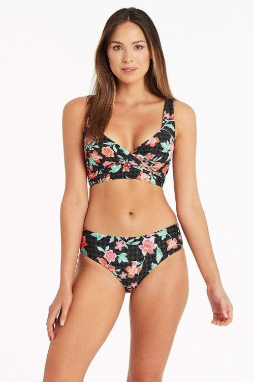 Treat yourself to a bikini that's sure to impress! The Mauritius Multifit Cross Front Bikini from Sea Level Swim Australia features luxe fabrics, precision contouring, body sculpting technology, soft cup support, adjustable back hook, adjustable and convertible straps, and powermesh support front and back! You won't want to get out of the pool in this gorgeous floral number! Dive in!     SL3110MT/4015MT 