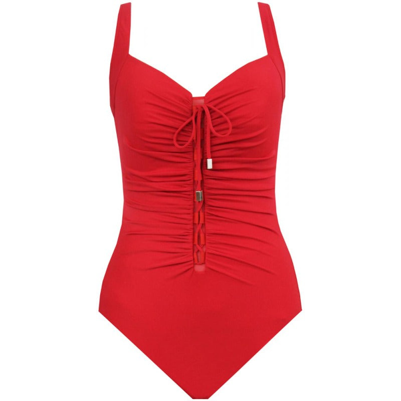 Lookin' for a swimsuit that isn't shy to show off your curves? The Rivage One Piece is your new go-to! With its soft cup bra, full straight back, and adjustable straps that accommodate up to a D-cup, this sassy swimsuit is sure to make a splash! And did we mention the sweetheart neckline? Yeah, you're gonna crush it!