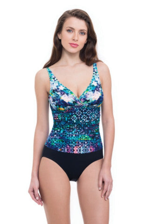 Introducing Paradise Bay's One Piece - perfect for days in the sun! Crafted with adjustable shoulder straps, ruched fabric throughout the torso for flattering tummy control, and molded soft cups with supportive underwire, it's the perfect combo of comfort & confidence! Plus, a crossover V-neck and low U-back cut show just the right amount of skin for a sizzlin' summertime look!     E741-2089