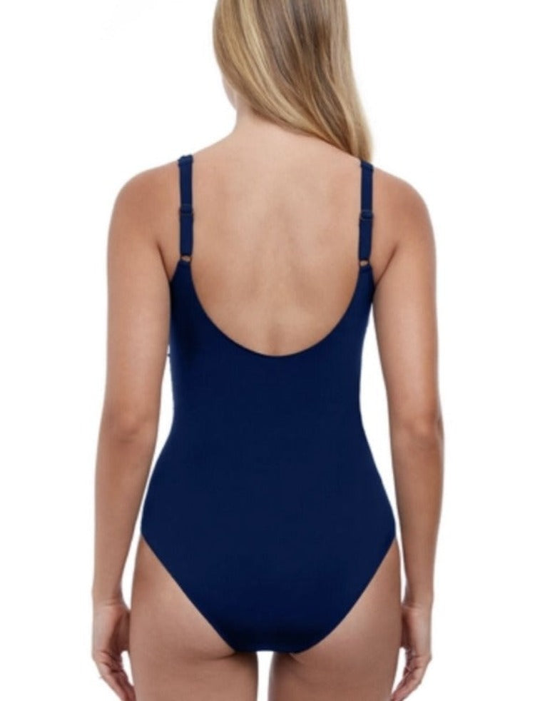 Look your best in the Tutti Frutti Deep V One Piece! Show off your curves with this stylish swimsuit that sculpts and slims your profile with ruching and adjustable straps. Plus, you'll be protected from the sun in its UV protection lycra that feels like a comfy second skin. A touch of sex appeal with a deep v-neck? Yes, please! Time to take your pool look to the next level.    ETT2144